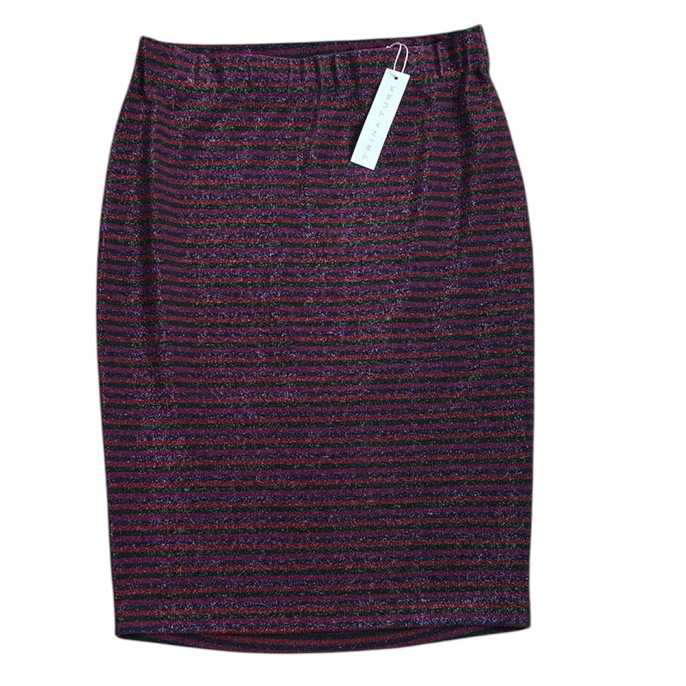 New w/ tags Trina Turk Red & Green blithe sparkly Pencil Skirt sz XS